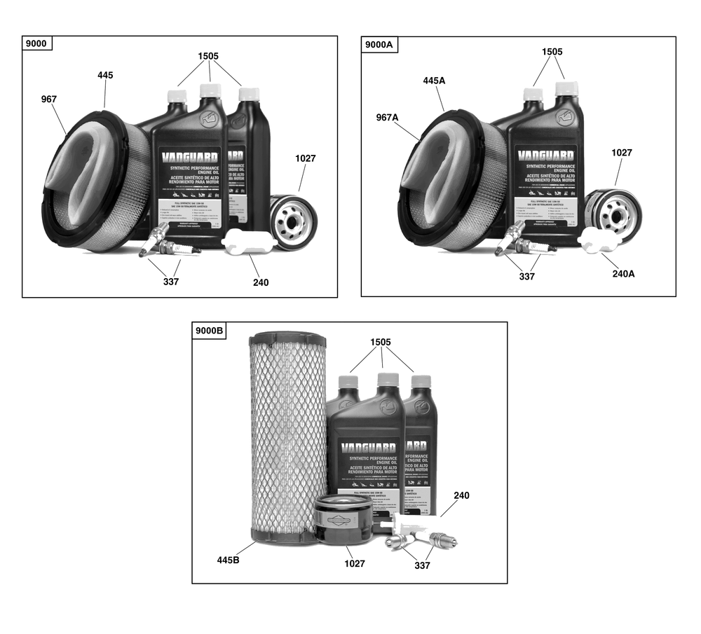Maintenance Kits Diagram and Parts List for 29,30,35&38  Briggs and Stratton Engine